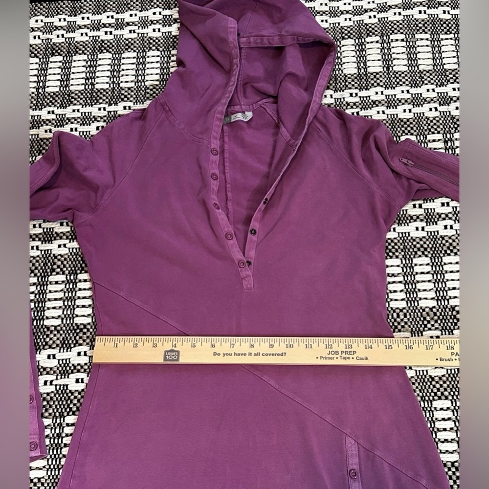 Athleta Women’s Organic Cotton Long Dress Henley Medium Tall Purple Plum Hood - Picture 5 of 11